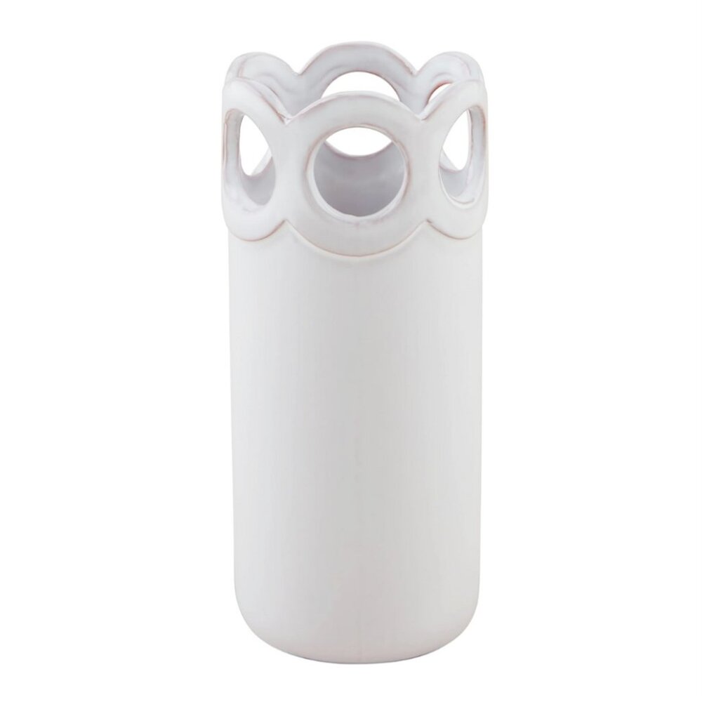White Terracotta Scalloped-Edge Bud Vase